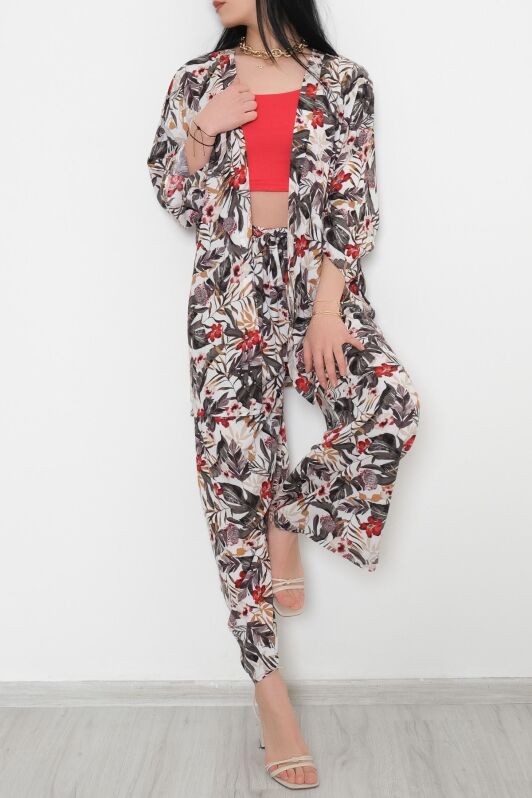 Kimono Takım Yeşilçiçekli - 10553.1095. - 3