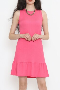 Kolsuz Eteği Fırfırlı Elbise Pembe - 949.1247. - 1
