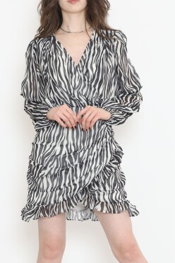 Kruvaze Şifon Elbise Zebra - 17884.1247. - 1
