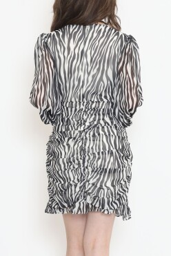 Kruvaze Şifon Elbise Zebra - 17884.1247. - 5