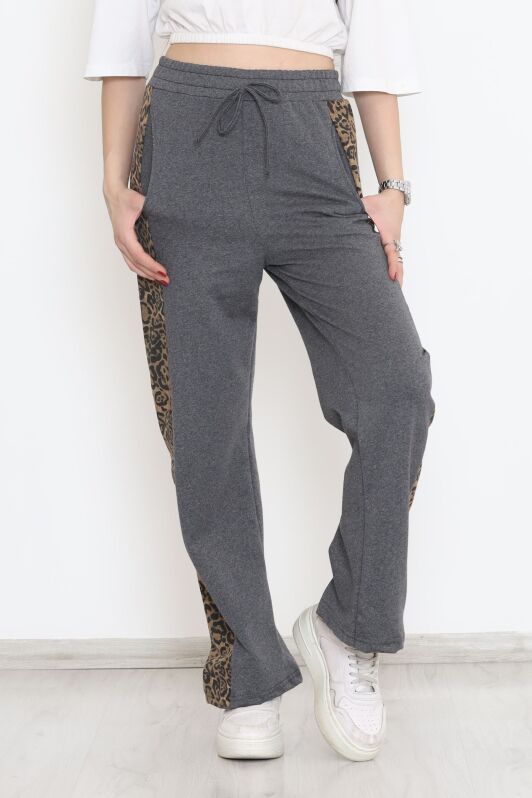 Leopar Detaylı Eşofman Altı Füme - 15098.5238. - 1
