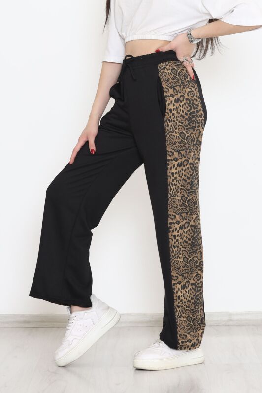 Leopar Detaylı Eşofman Altı Siyah - 15098.5238. - 1