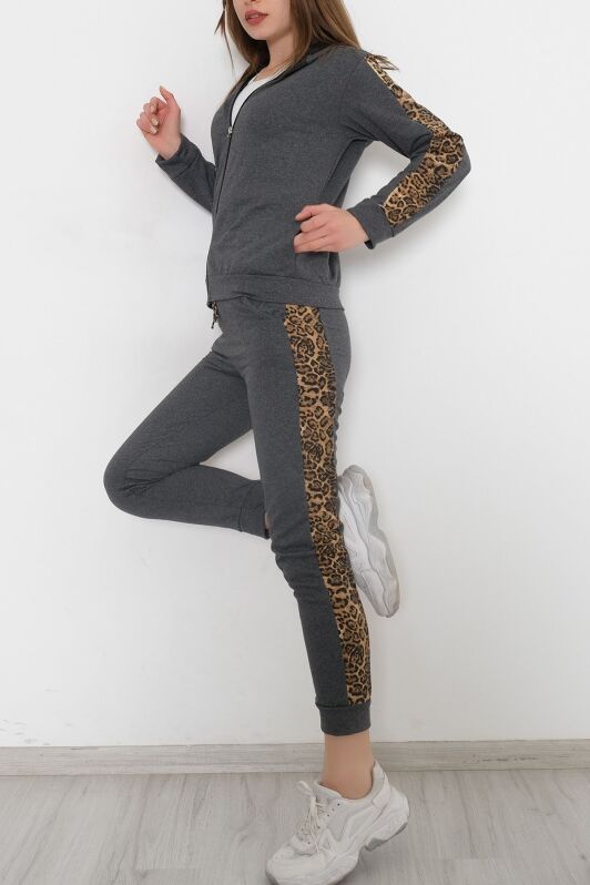 Leopar Detaylı Fermuarlı Takım Antrasit - 8386.5238. - 3