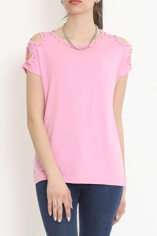Omuz Dekolteli Bluz Pembe - 11395.599. - 1