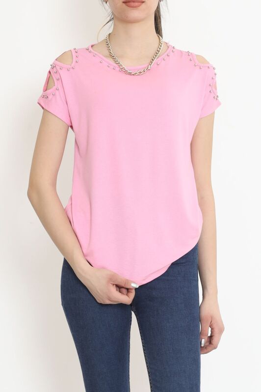 Omuz Dekolteli Bluz Pembe - 11395.599. - 3