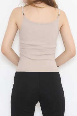 Omzu Taş Askılı Bluz Vizon - 841.1019. - 5