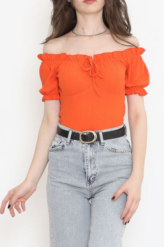 Önü Bağcıklı Bluz Oranj - 12580.631. - 1