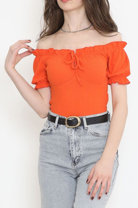 Önü Bağcıklı Bluz Oranj - 12580.631. - 3
