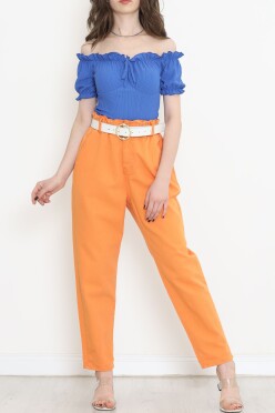 Önü Bağcıklı Bluz Saks - 12580.631. - 4