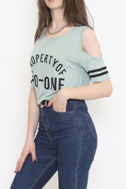 Önü Baskılı Bluz Mint - 11272.599. - 2