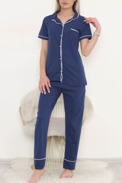 Önü Cepli Pijama Takımı Lacivert - 11404.1048. - 1