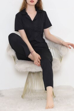 Önü Cepli Pijama Takımı Siyah - 11404.1048. - 2