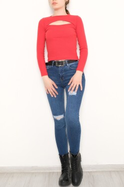 Önü Dekolteli Body Kırmızı - 10703.1567. - 3