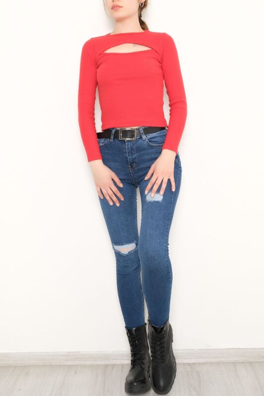 Önü Dekolteli Body Kırmızı - 10703.1567. - 3