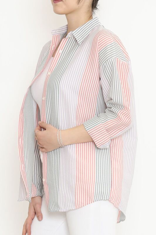 Oversize Gömlek Lilaçizgili - 17151.701. - 2