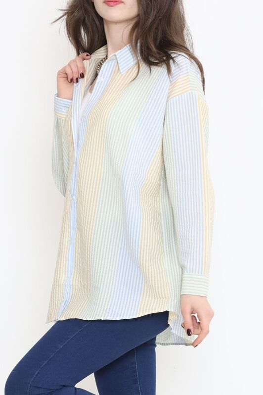 Oversize Gömlek Sarıçizgili - 17151.701. - 5