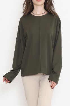 Oversize Ortadan Çımalı Bluz Haki - 15913.1778. - 1