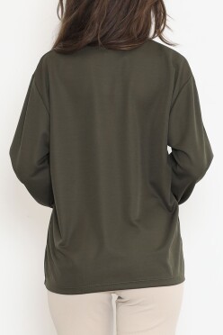 Oversize Ortadan Çımalı Bluz Haki - 15913.1778. - 5
