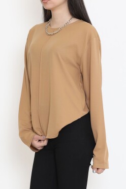 Oversize Ortadan Çımalı Bluz Sütlükahve - 15913.1778. - 2