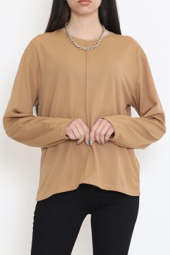 Oversize Ortadan Çımalı Bluz Sütlükahve - 15913.1778. - 3