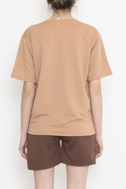 Oversize Şortlu Takım Kahverengi - 12630.5238. - 5