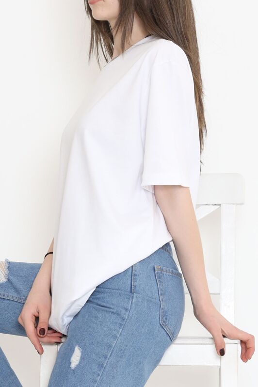 Oversize Tişört Beyaz - 17364.1059. - 2