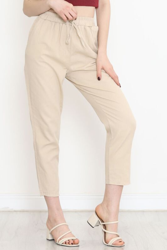 Paça Püsküllü Gabardin Pantolon Bej - 15217.1779. - 3