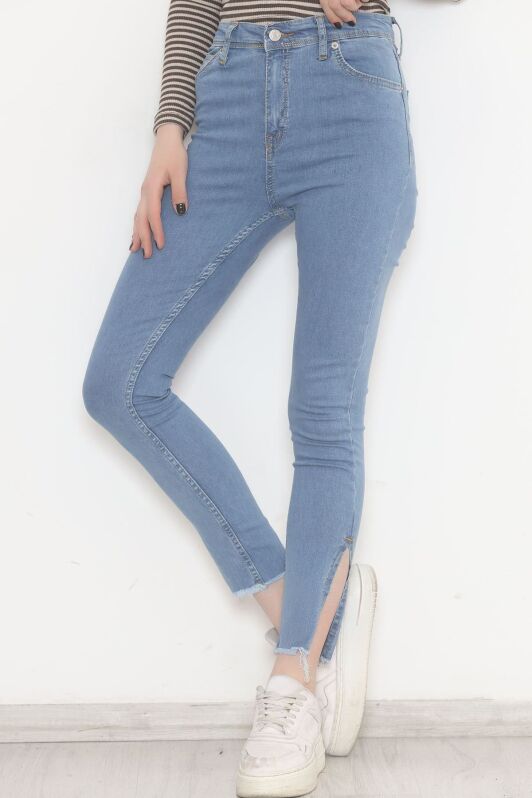Paça Yırtmaçlı Dar Kot Pantolon Açıkmavi - 5011.1606. - 1