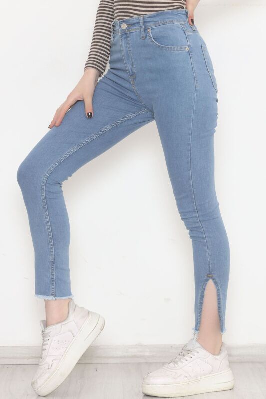 Paça Yırtmaçlı Dar Kot Pantolon Açıkmavi - 5011.1606. - 2