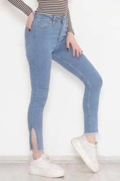 Paça Yırtmaçlı Dar Kot Pantolon Açıkmavi - 5011.1606. - 3