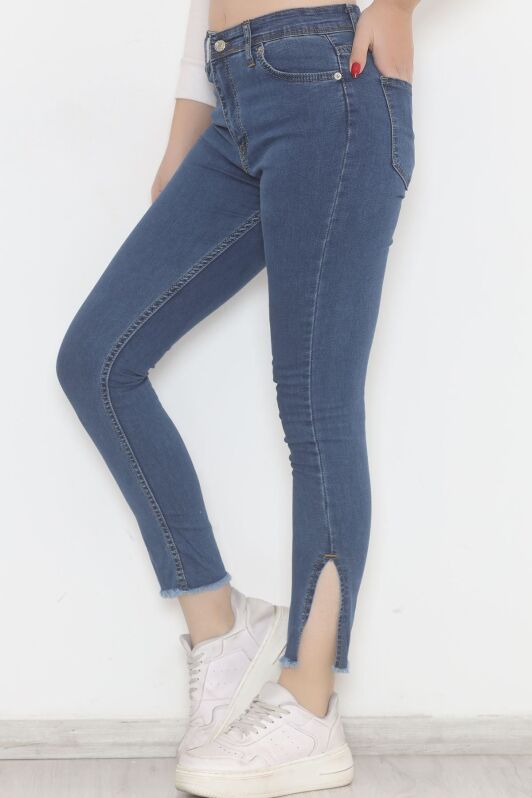 Paça Yırtmaçlı Dar Kot Pantolon Mavi - 5011.1606. - 1