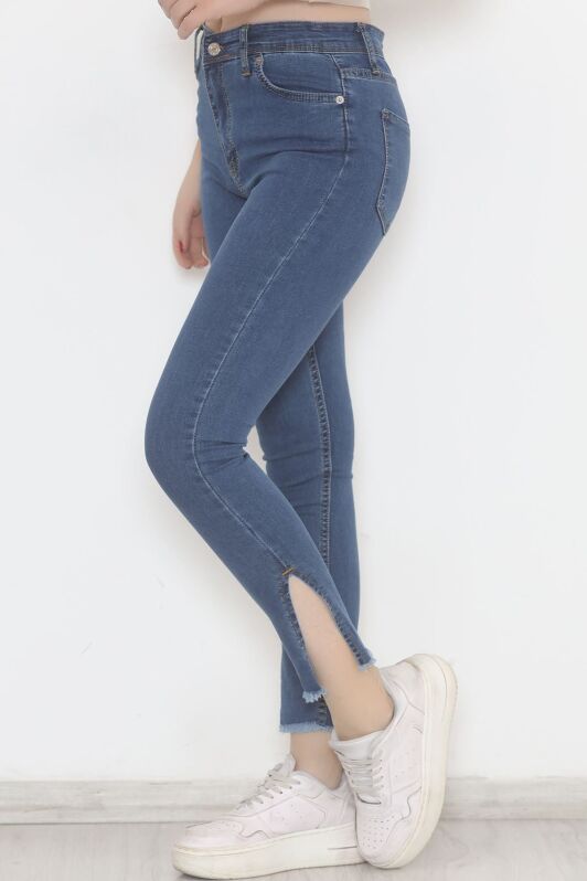 Paça Yırtmaçlı Dar Kot Pantolon Mavi - 5011.1606. - 2