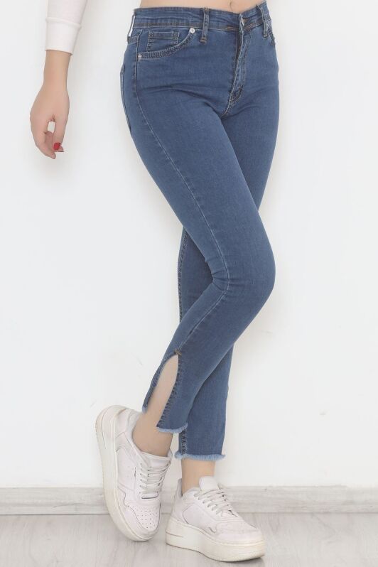 Paça Yırtmaçlı Dar Kot Pantolon Mavi - 5011.1606. - 3