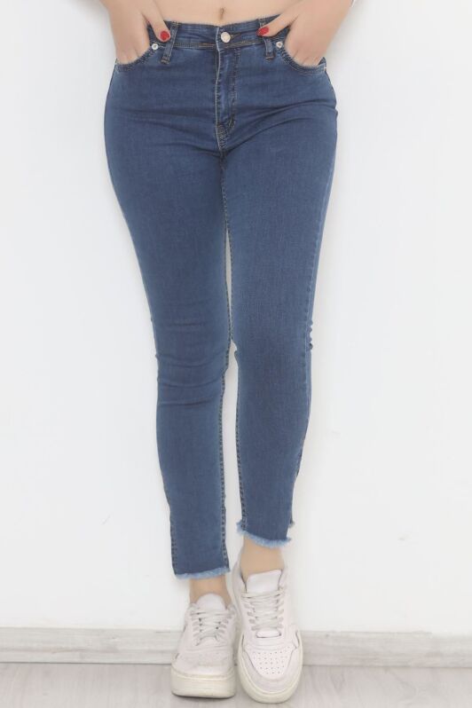Paça Yırtmaçlı Dar Kot Pantolon Mavi - 5011.1606. - 4