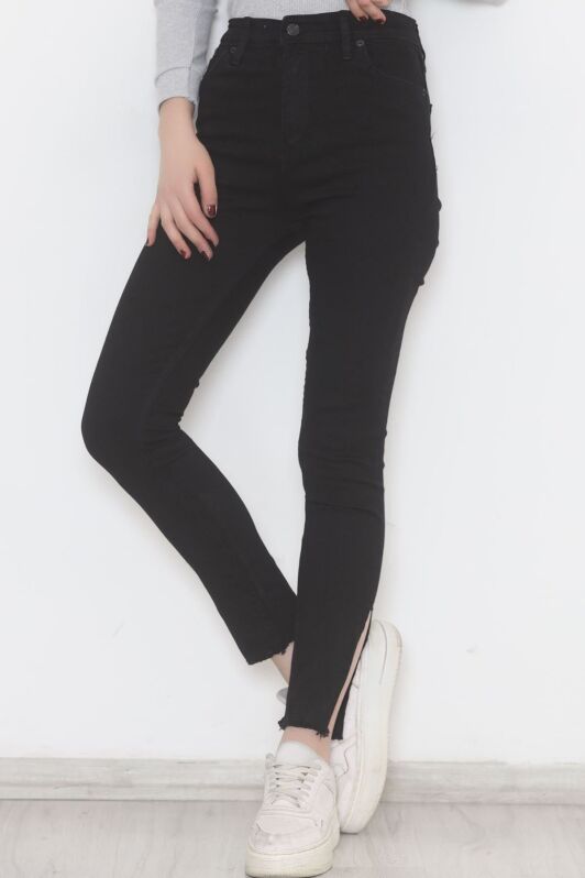 Paça Yırtmaçlı Dar Kot Pantolon Siyah - 5011.1606. - 1