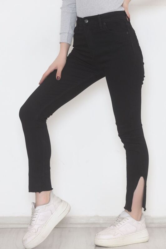 Paça Yırtmaçlı Dar Kot Pantolon Siyah - 5011.1606. - 3
