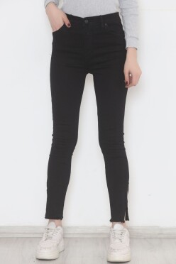 Paça Yırtmaçlı Dar Kot Pantolon Siyah - 5011.1606. - 4