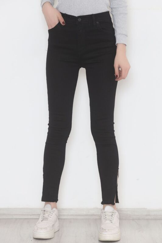 Paça Yırtmaçlı Dar Kot Pantolon Siyah - 5011.1606. - 4