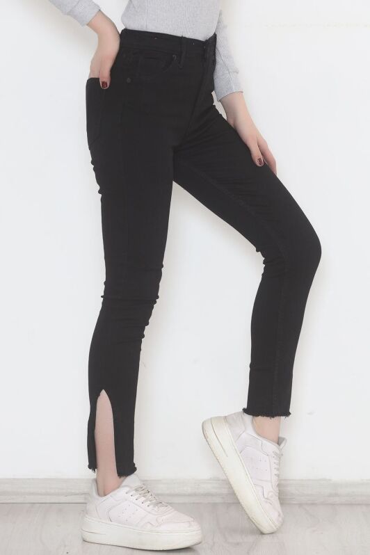 Paça Yırtmaçlı Dar Kot Pantolon Siyah - 5011.1606. - 5