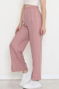 Paça Yırtmaçlı Keten Pantolon Pembe - 15267.1726. - 2