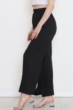 Paça Yırtmaçlı Keten Pantolon Siyah - 15267.1726. - 2