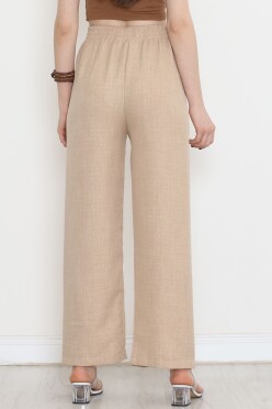 Paça Yırtmaçlı Keten Pantolon Taş - 15267.1726. - 4