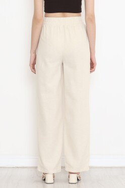 Paça Yırtmaçlı Keten Pantolon Taş - 17656.1247. - 5