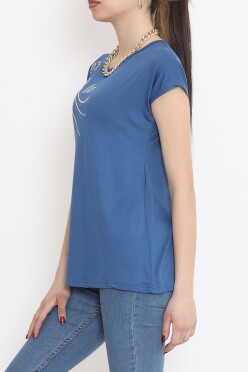 Pul Detaylı Bluz İndigo - 17137.599. - 2