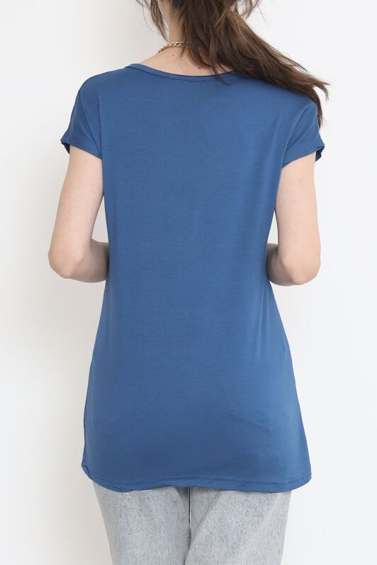 Pul Detaylı Bluz İndigo - 17141.599. - 5