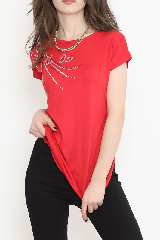 Pul Detaylı Bluz Kırmızı - 17137.599. - 2