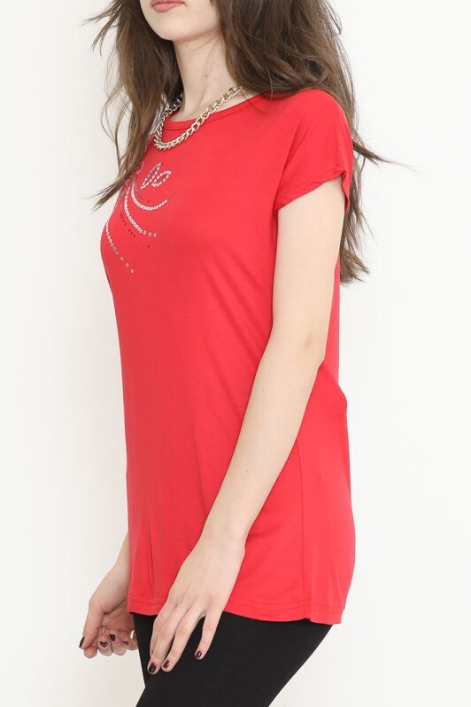 Pul Detaylı Bluz Kırmızı - 17137.599. - 3