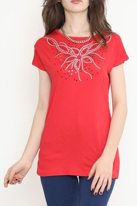Pul Detaylı Bluz Kırmızı - 17141.599. - 2