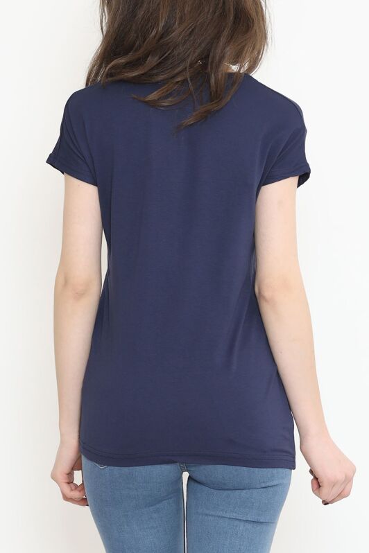 Pul Detaylı Bluz Lacivert - 17141.599. - 5
