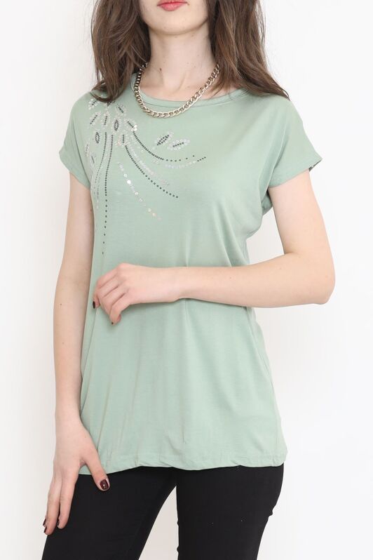 Pul Detaylı Bluz Mint - 17137.599. - 1